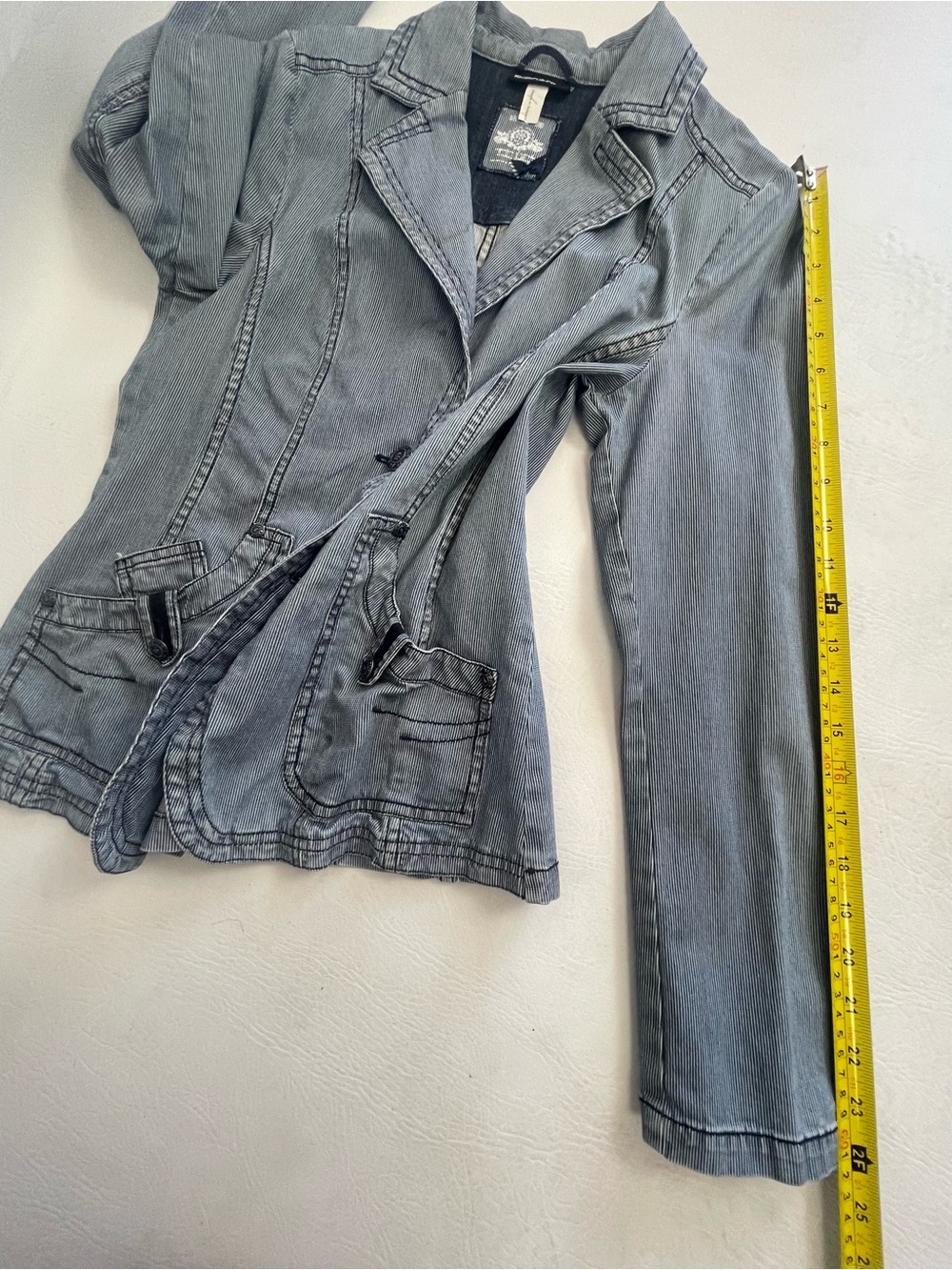 Bianca Sailing Club Striped Denim Blazer Nautical Fitted Jacket US 6 - Picture 7 of 9